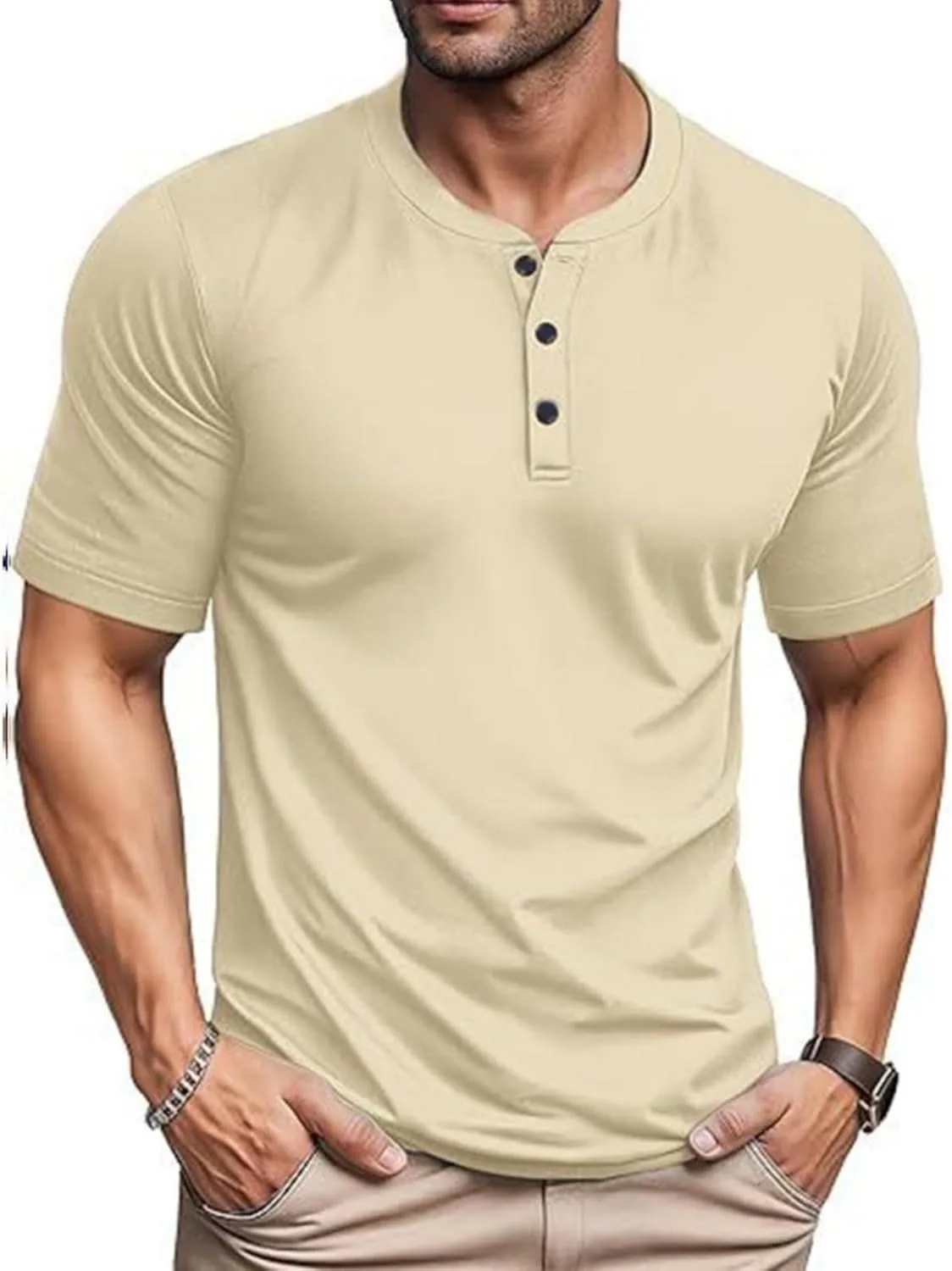 

Мужская поло с коротким рукавом и планкой на пуговицах RALUEMID