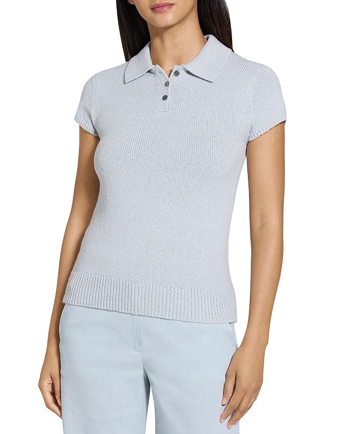 

Поло с коротким рукавом и фактурной вязкой Cap Sleeve Theory, синий