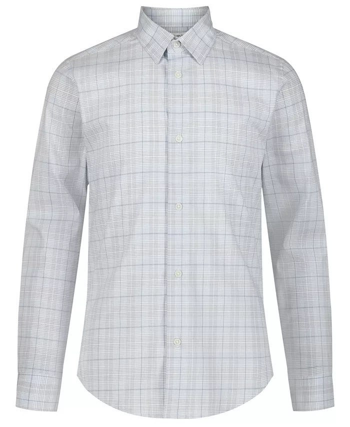 

Мальчиковая длинная рубашка с тональной клеткой, размеры 8-20 Calvin Klein, синий