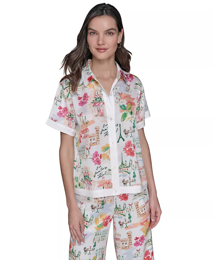 

Женская печатная рубашка Camp Shirt KARL LAGERFELD PARIS, мультиколор