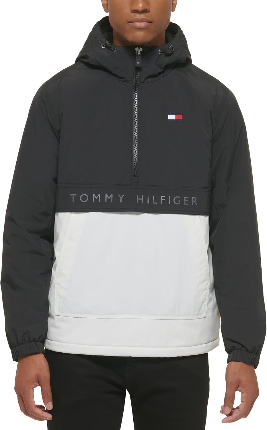 

Мужская спортивная куртка Tommy Hilfiger с флисовой подкладкой и капюшоном, Black/White