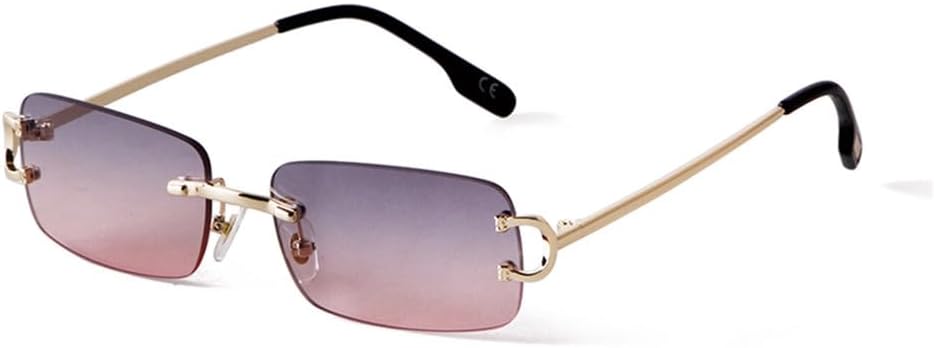 

Женские солнцезащитные очки без оправы, металлические модные солнцезащитные очки для мужчин, линзы с градиентным эффектом, без оправы, защита от УФ-излучения UV400 MTZJH, C6 Gray Pink