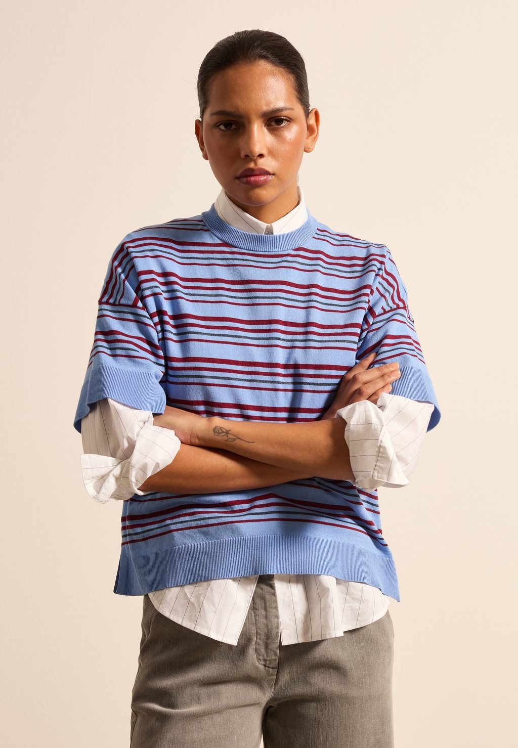 

Футболка с принтом STRIPED Stefanel, синий