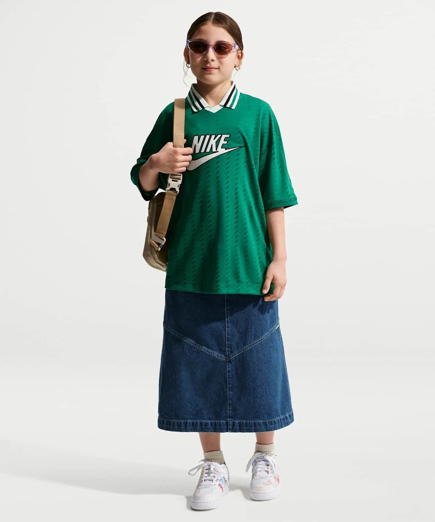 Детская джинсовая юбка-миди Nike Sportswear / Детская джинсовая юбка-миди Nike Sportswear IM8718-461, цвет «Мистический синий»