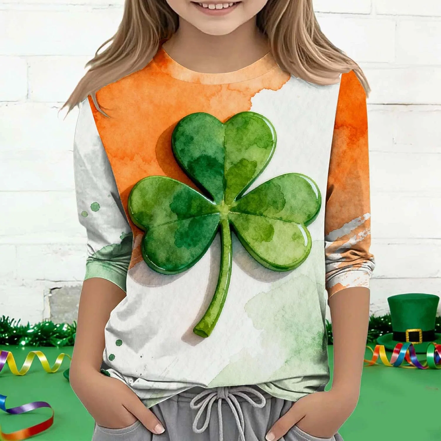 Футболка с принтом Shamrock, Zzalalana, зеленый — фото 3