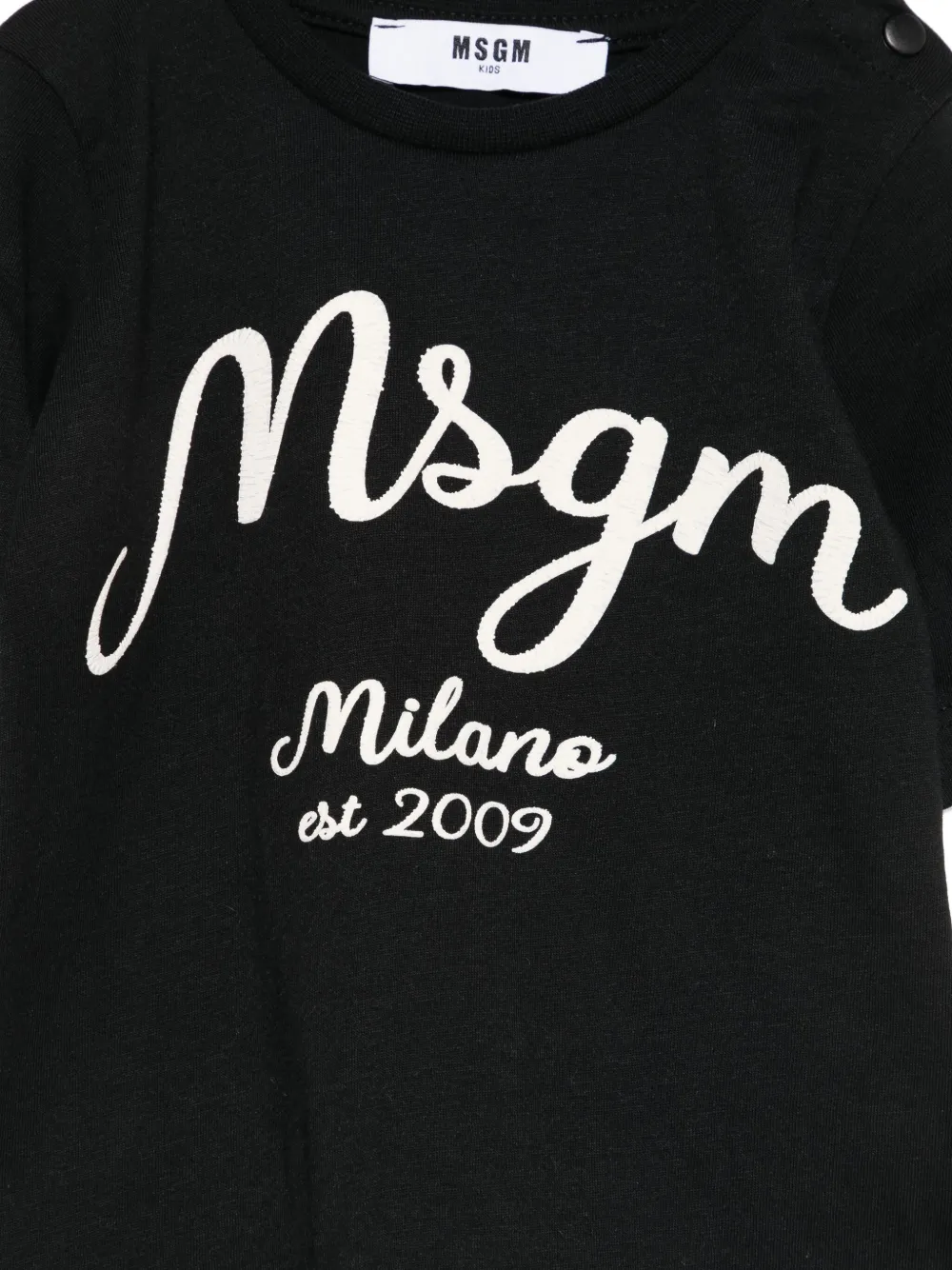 Футболка с многослойным принтом логотипа MSGM Kids, черный — фото 3