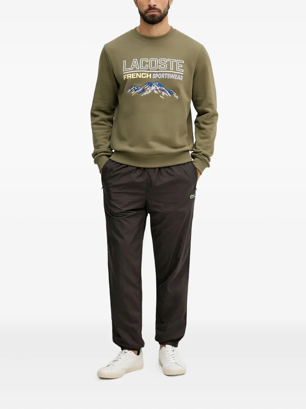 Свитшот с вышивкой и круглым вырезом Lacoste, зеленый — фото 2