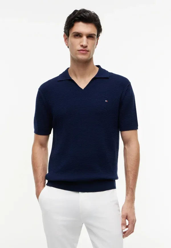 Футболка поло Tommy Hilfiger Seasonal Structure Jonny Elevated Essentials, угольно-синий