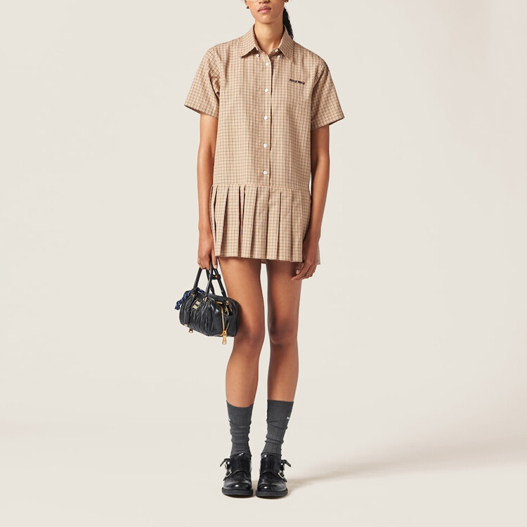 Платье Miu Miu с короткими рукавами, коричневый — фото 2