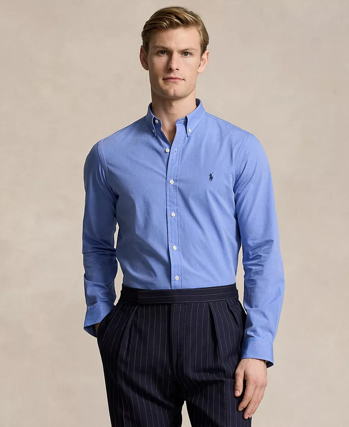

Мужская облегающая рубашка из стрейч-поплина Polo Ralph Lauren, синий