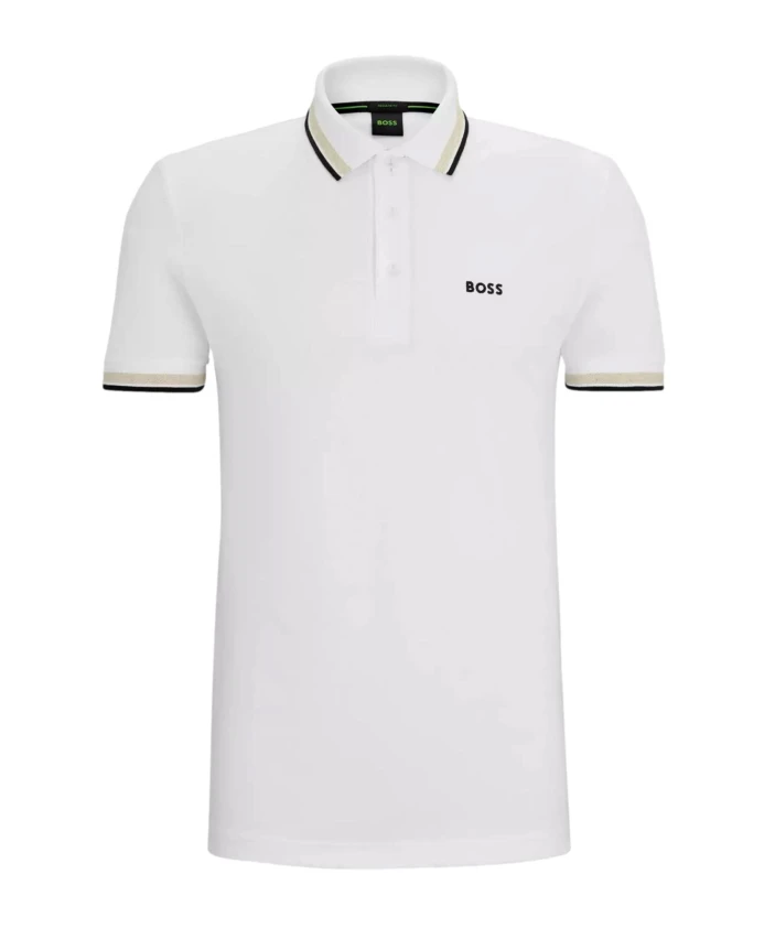 

Поло с контрастным логотипом в стиле «рисовый лист» Hugo, белый