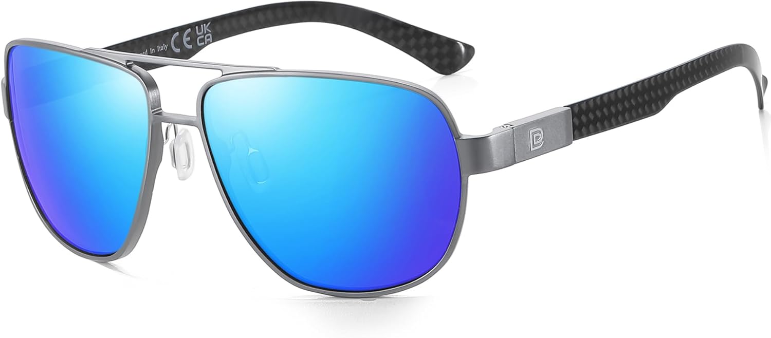 

Солнцезащитные очки-авиаторы DUCO для мужчин, поляризованные, с защитой от УФ-излучения, дужки из углеродного волокна, мужские солнцезащитные очки для вождения 3051, Gunmetal Frame Rveo Blue Lens