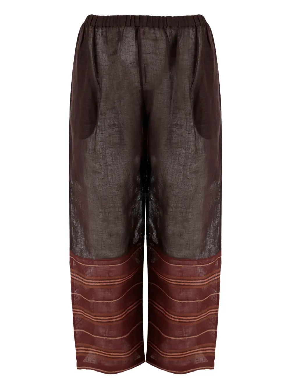 

Брюки в полоску с эластичным поясом Tory Burch, коричневый