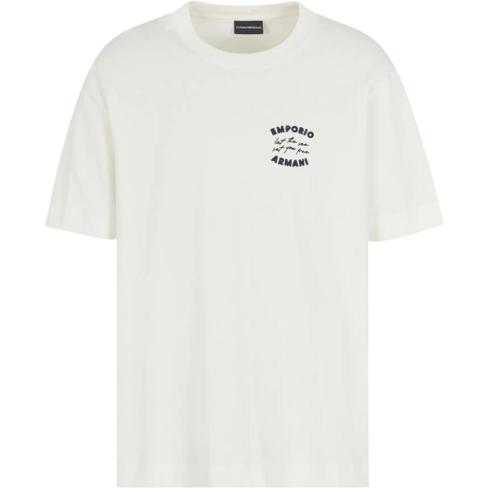 

Футболка из экологичных материалов EMPORIO ARMANI, Ecru, Бежевый, Футболка из экологичных материалов EMPORIO ARMANI, Ecru