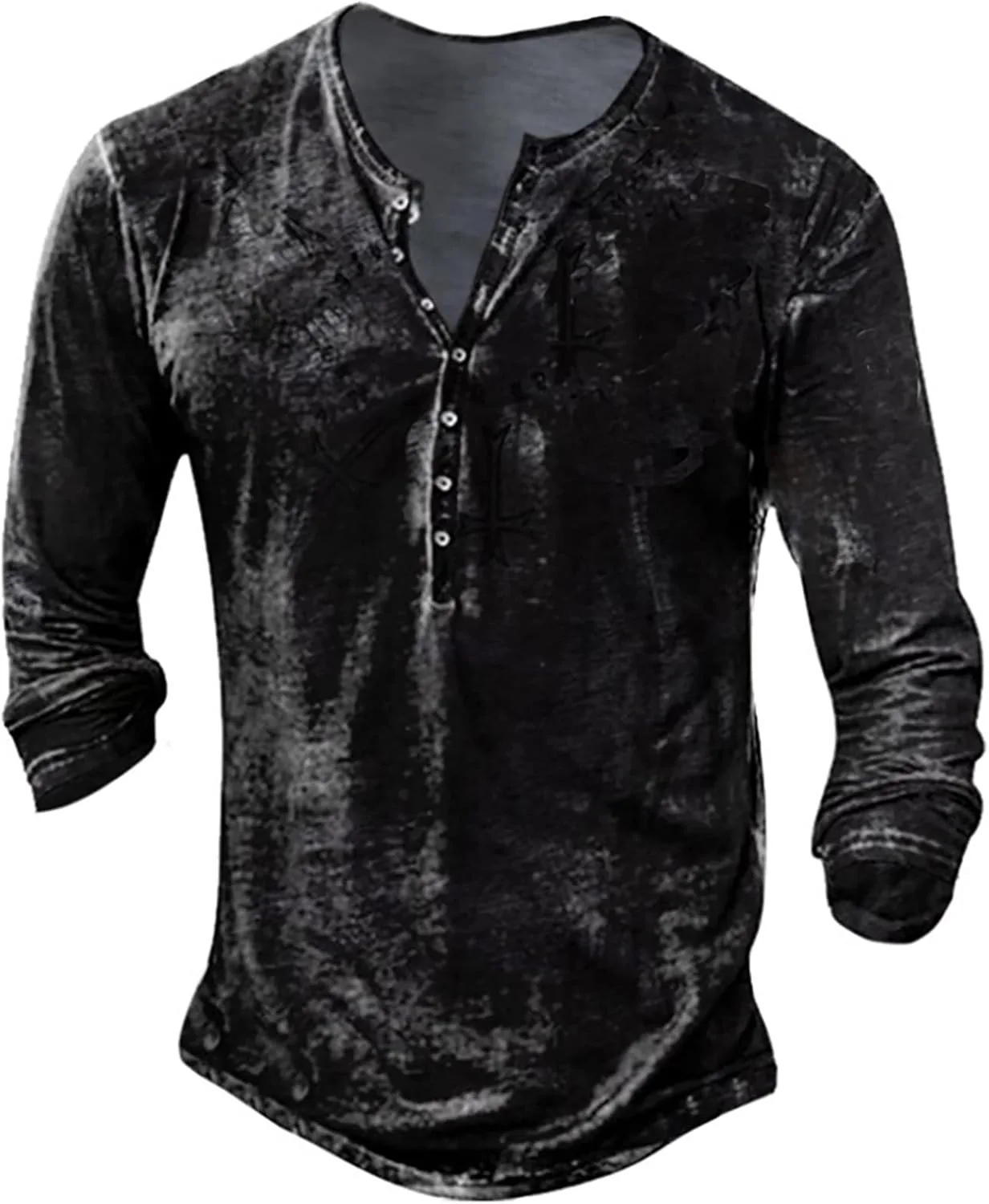 

Мужская рабочая футболка Henley с длинным рукавом Ymosrh