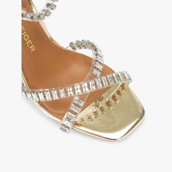 Сандалии Affect Kg Kurt Geiger на каблуке с кристаллами, золотой — фото 3