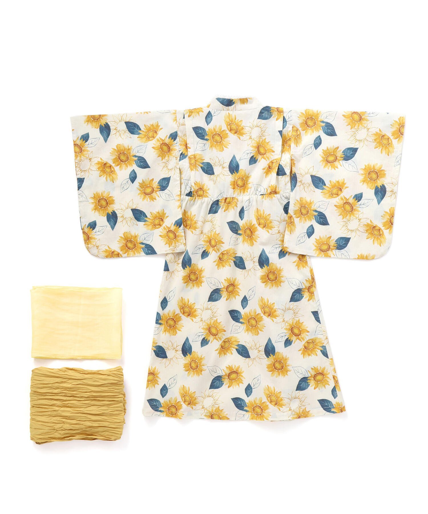 Комплект из трех предметов: юката и два пояса оби (90-140 см) SLAP SLIP, Yellow (Sunflower) — фото 3