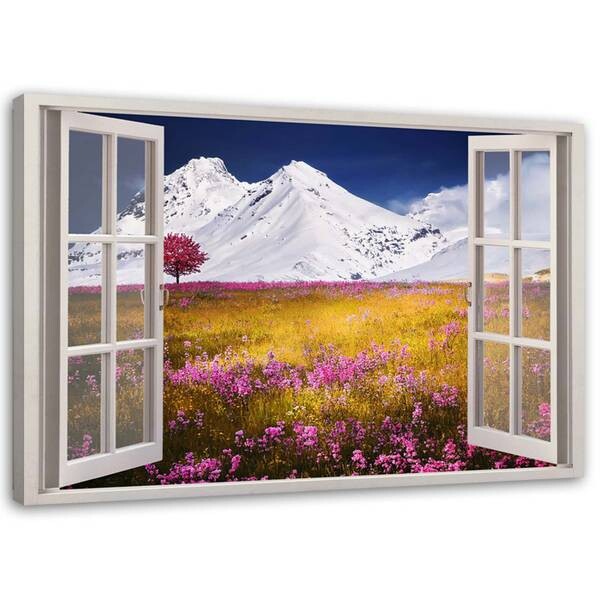 

Картина на холсте Feeby Fenster verschneite Berge, желтый