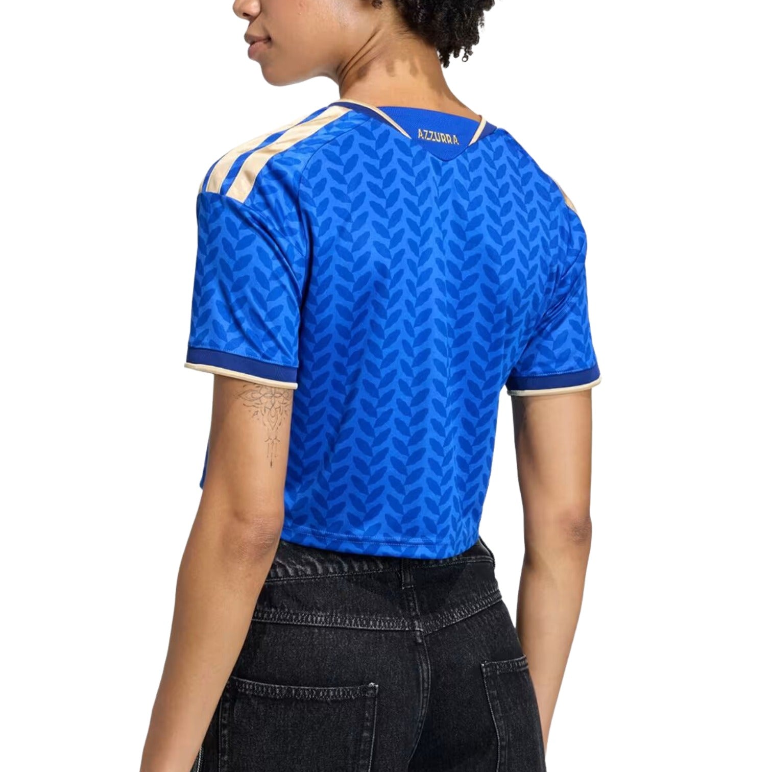 (WMNS) Укороченная домашняя футболка Adidas сборной Италии, размер 26, цвет «Bold Blue» — фото 4