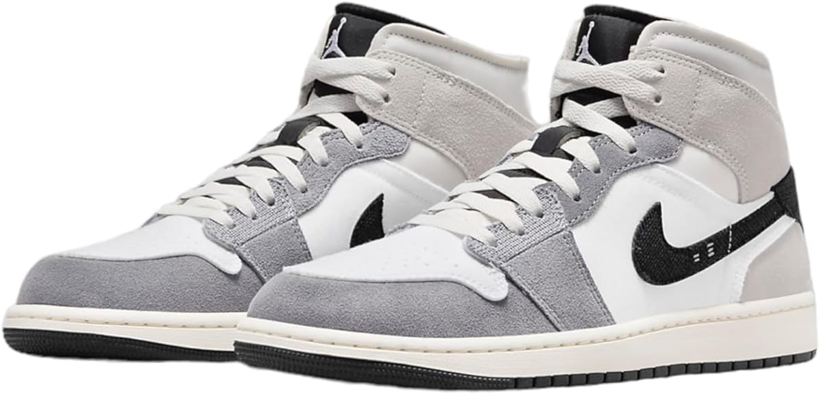 Мужские кроссовки Nike Air Jordan 1 Mid SE, белый/серый — фото 3