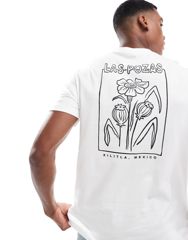 

Белая футболка с абстрактным цветочным принтом на спине ASOS DESIGN
