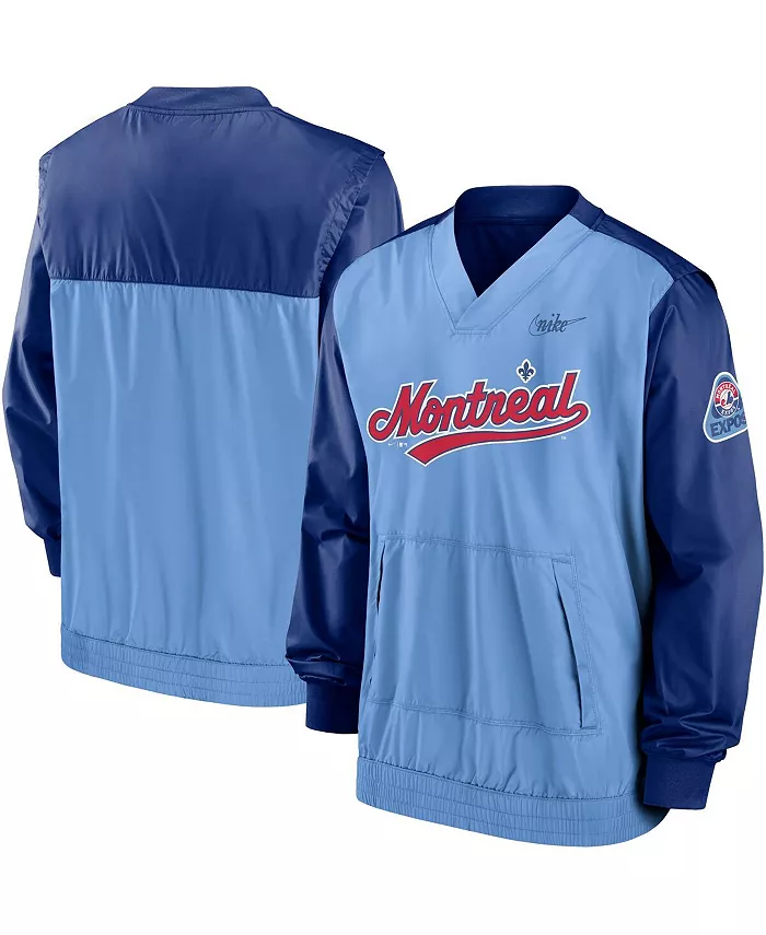 Мужская толстовка с V-образным вырезом Royal, светло-голубой Montreal Expos Cooperstown Collection Nike — фото 2