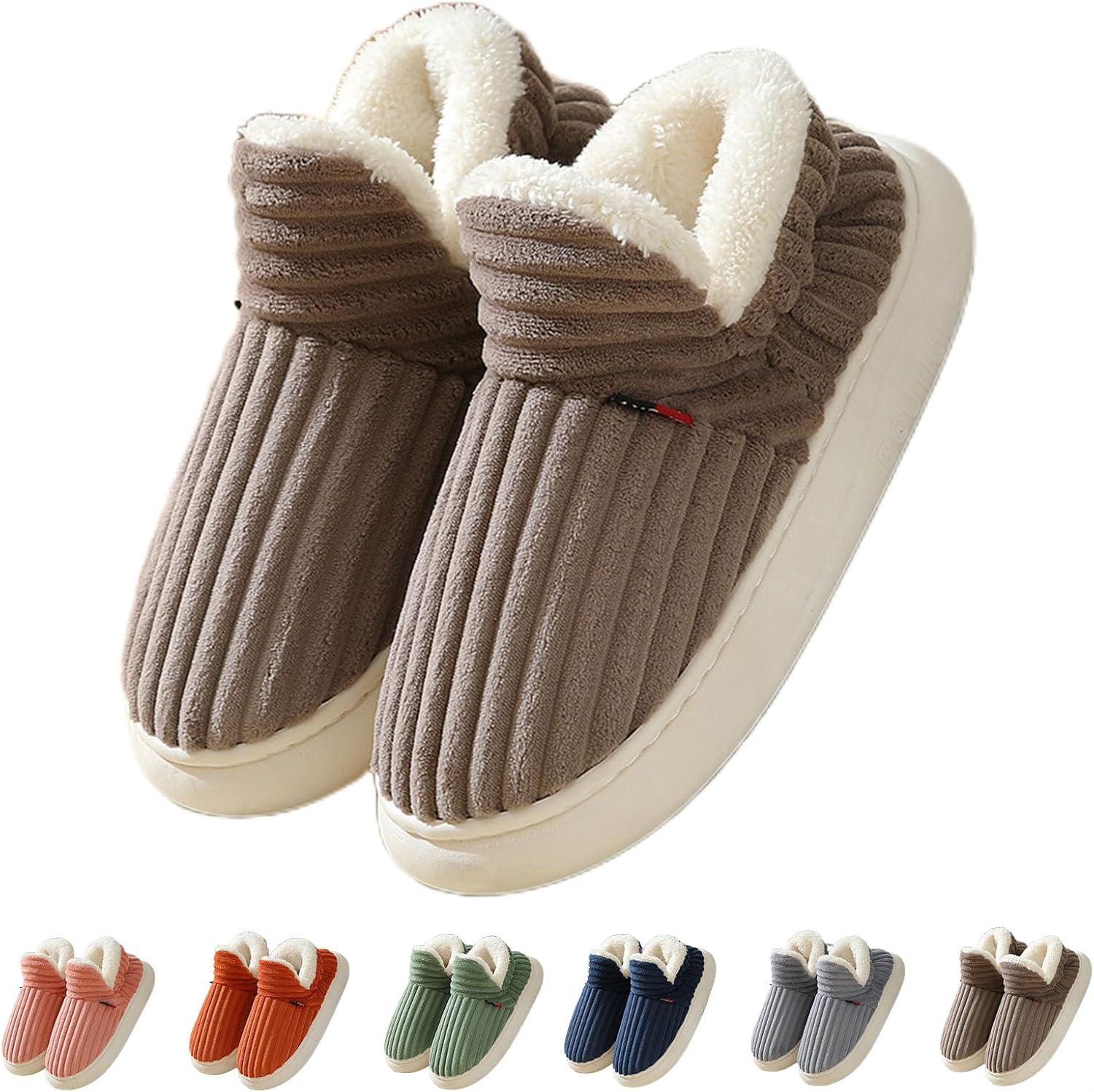 

Зимние уютные тапочки, повседневная домашняя обувь, нескользящие теплые тапочки для женщин и мужчин Generic, Coffee