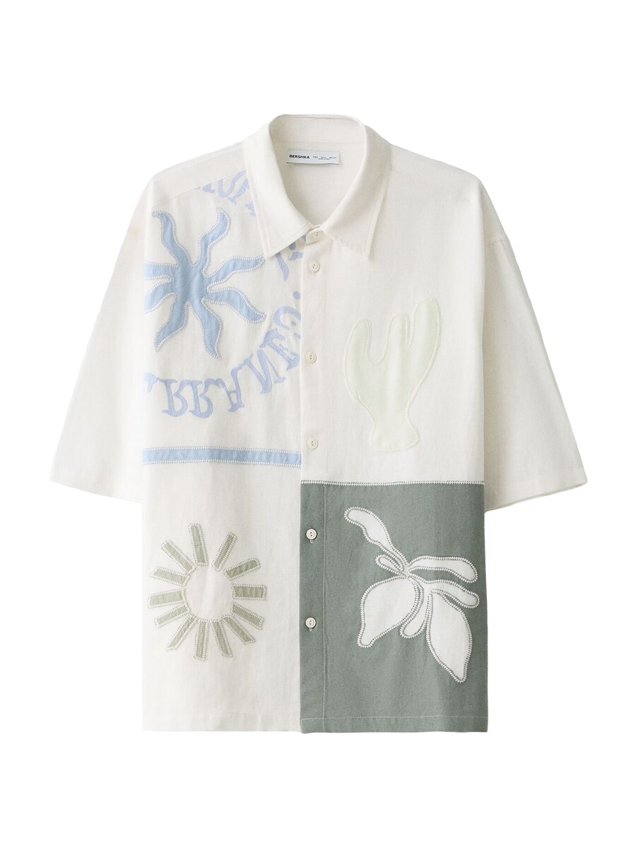 

Повседневная рубашка Bershka Regular fit Button Up Shirt, белый