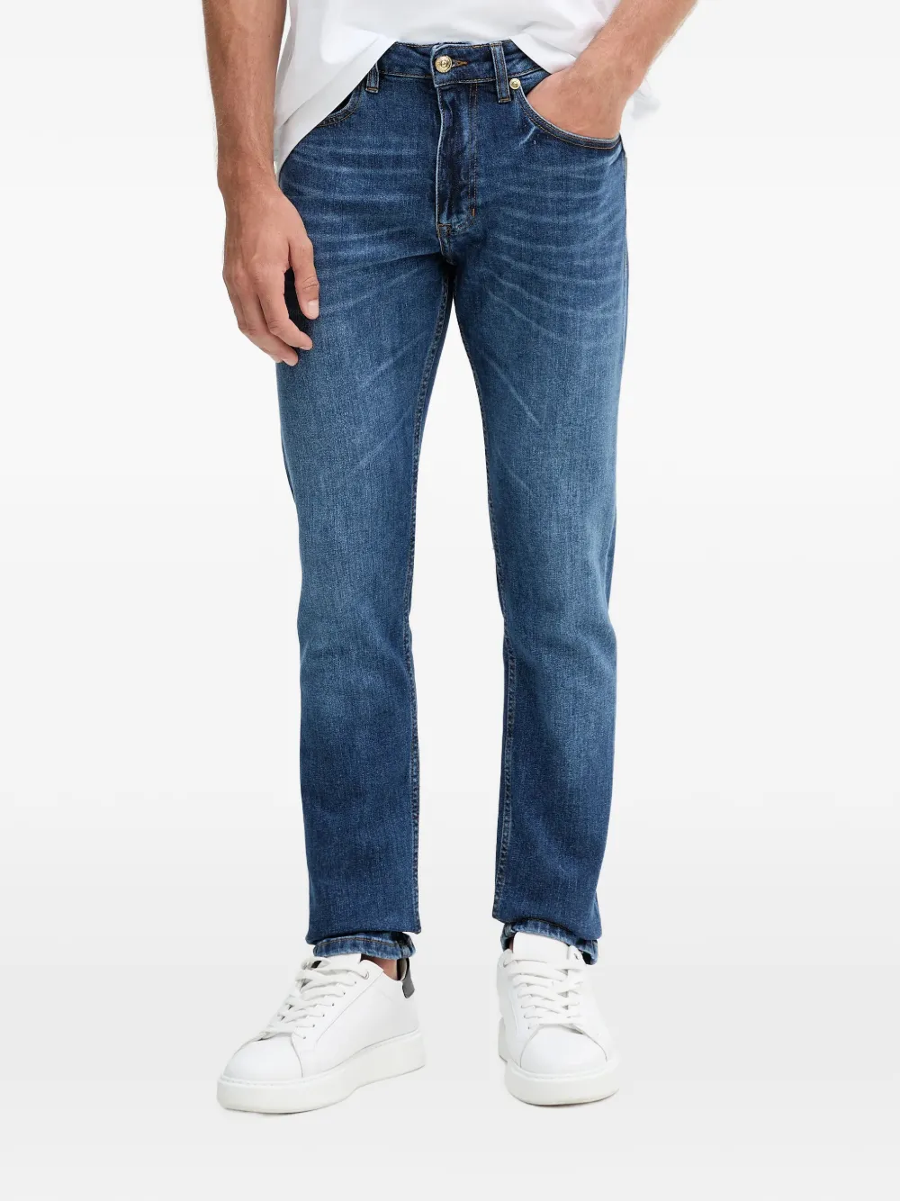 

Джинсы с нашивкой-логотипом и шлевками для ремня Versace Jeans Couture, синий