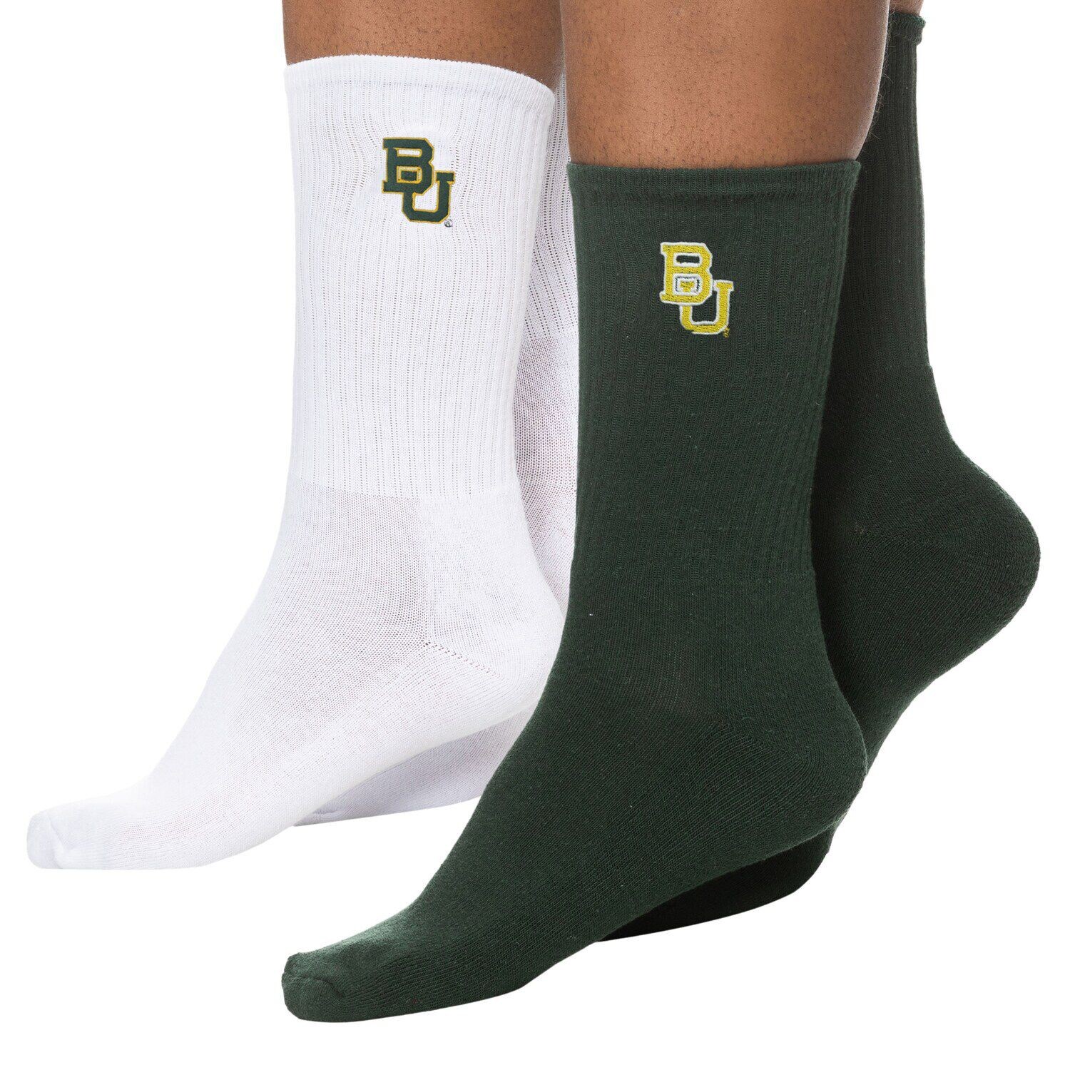 

Женские зелено-белые носки ZooZatz Baylor Bears (2 пары четверть длины)