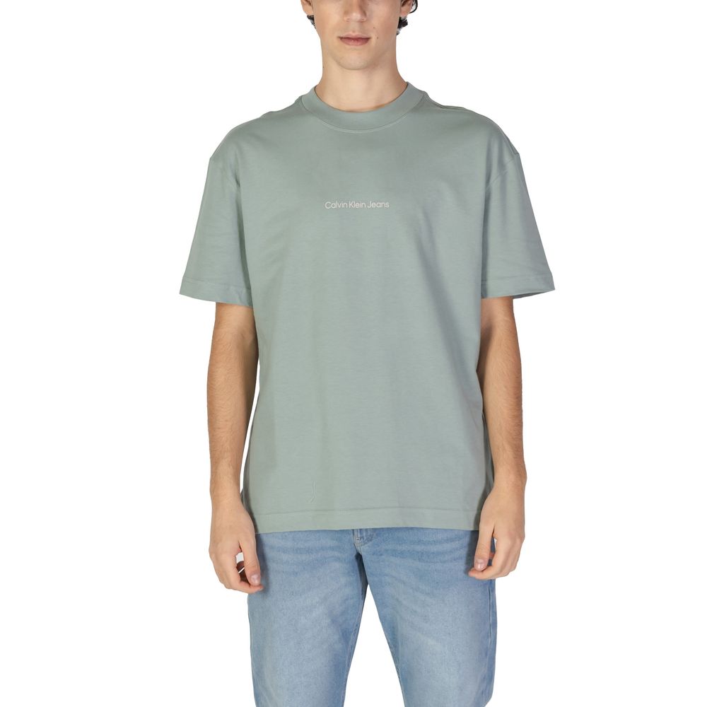 

Зеленая хлопковая футболка Calvin Klein Jeans
