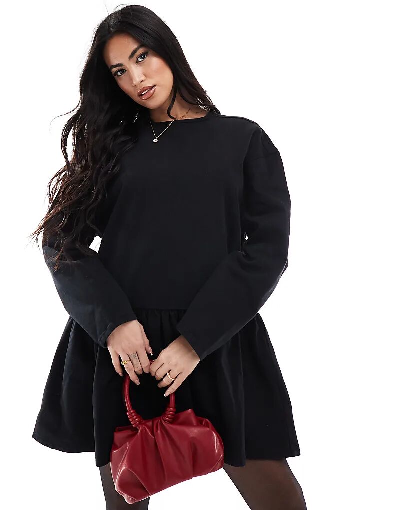 

Длинное джинсовое платье-футболка с завязкой на шее черного цвета Miss Selfridge