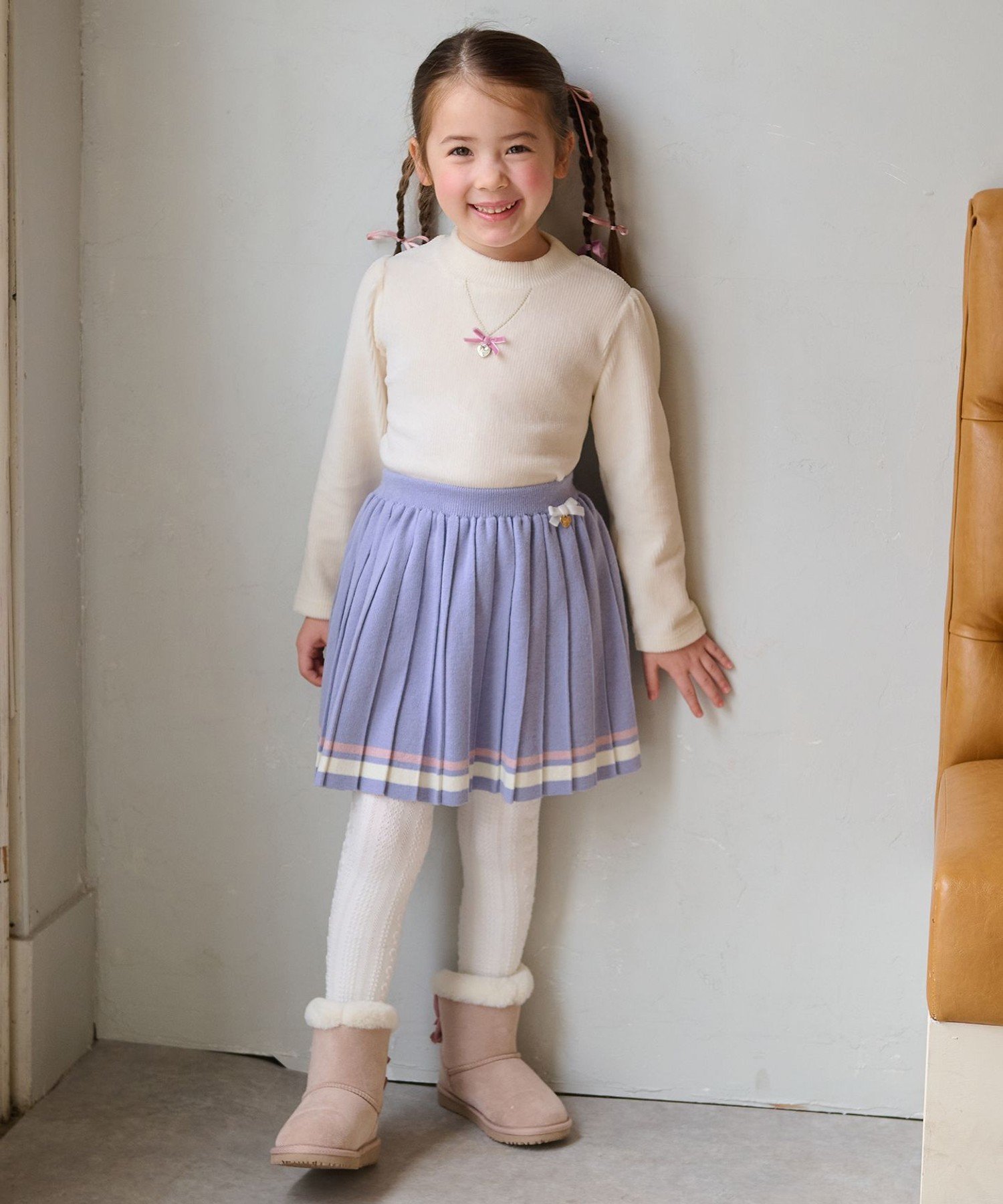 Плиссированная вязаная юбка ANY KIDS, Sax Blue [073] — фото 4