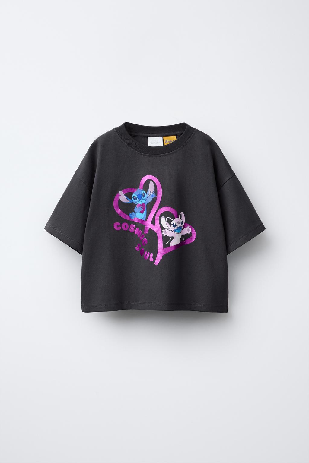 

Футболка stitch & angel disney ZARA, антрацитовый серый