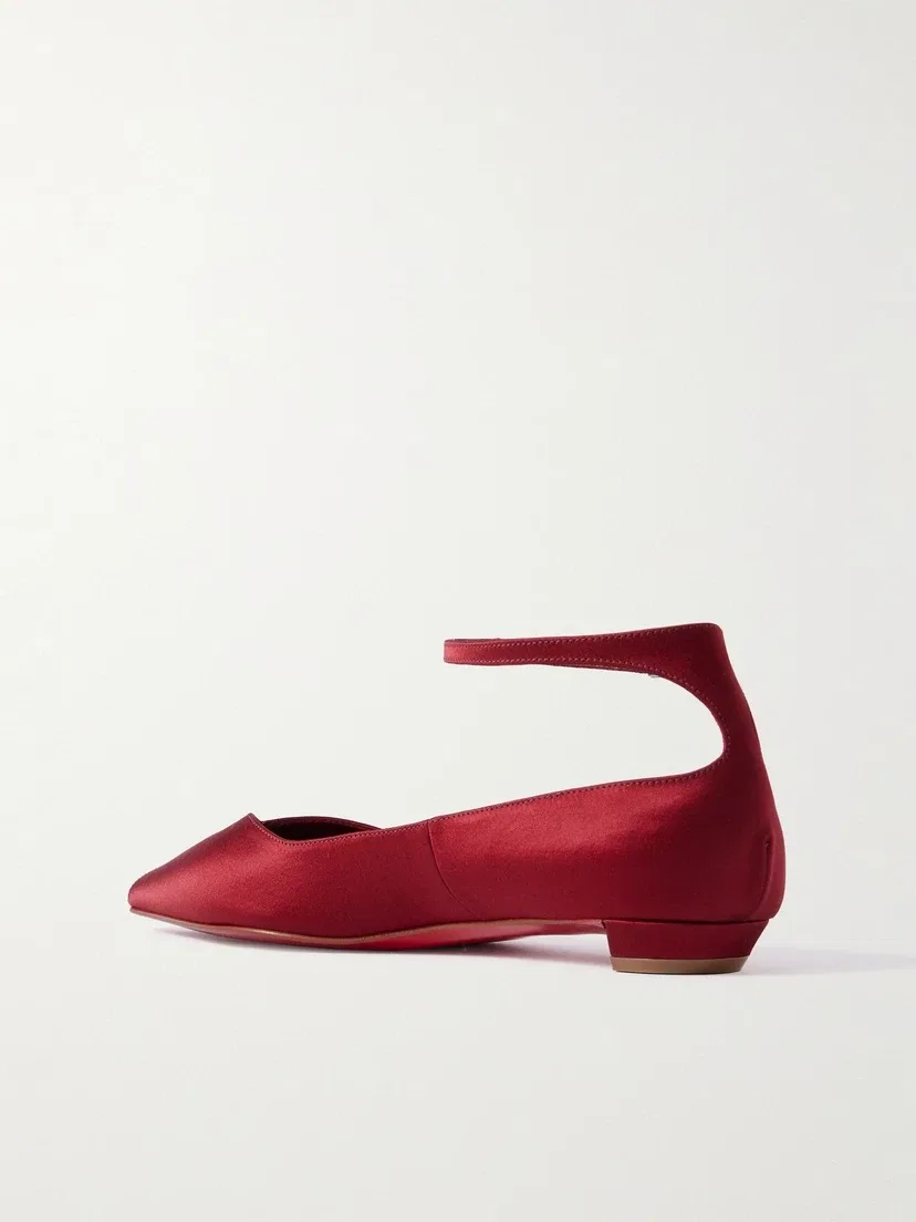Атласные балетки с острым носком Erozeena Christian Louboutin, красный — фото 3