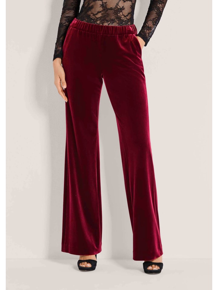 

MADELEINE Широкие бархатные брюки с эластичным поясом рубиново-красного цвета