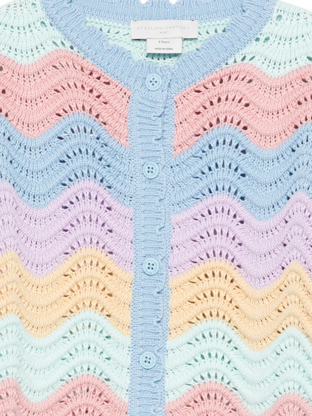 Многоцветный кардиган с зубчатым краем Stella Mccartney Kids, синий — фото 3