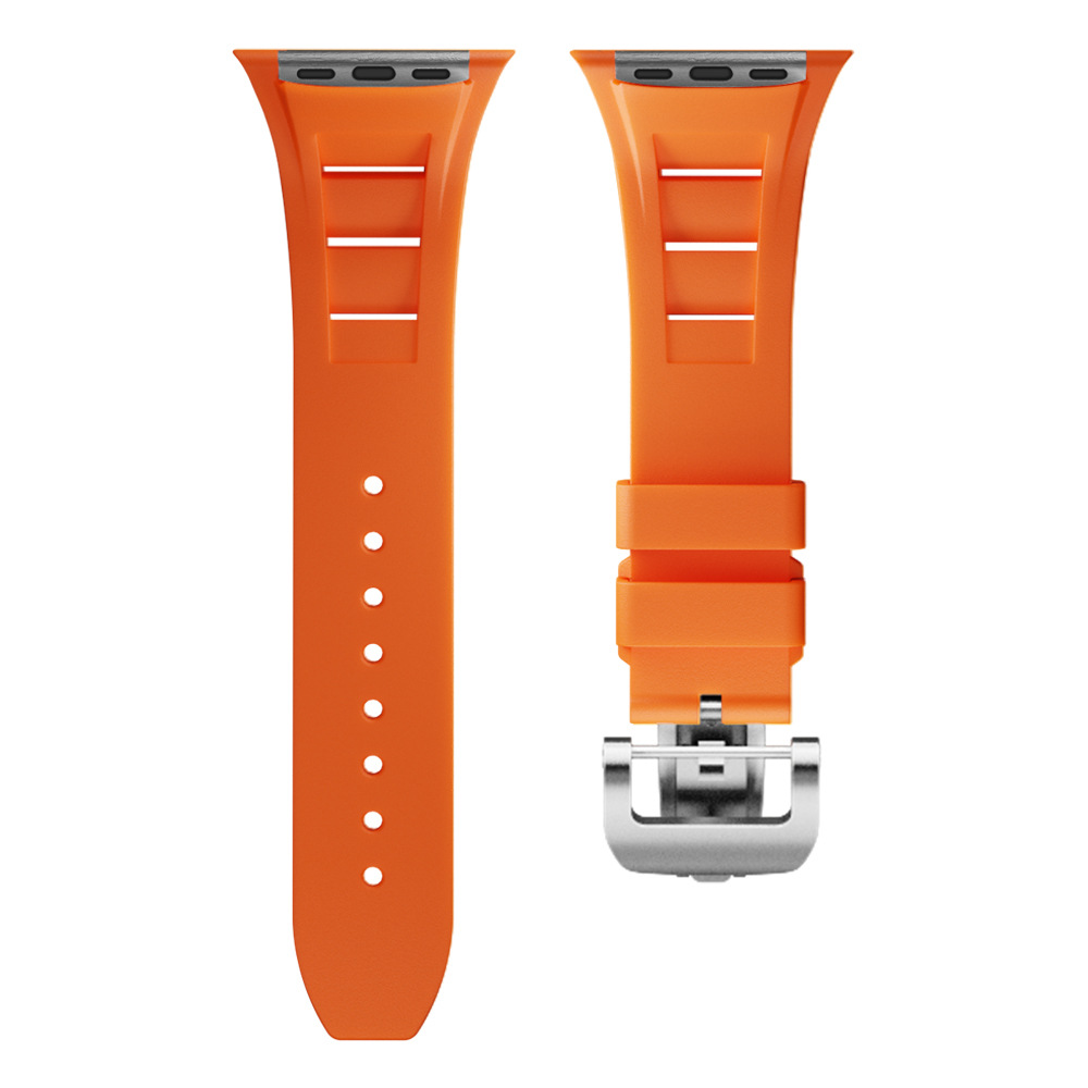 

IBOANN Часы Strap Apple Compatibility Silicone Material 205mm, Orange Silver Pin Buckle