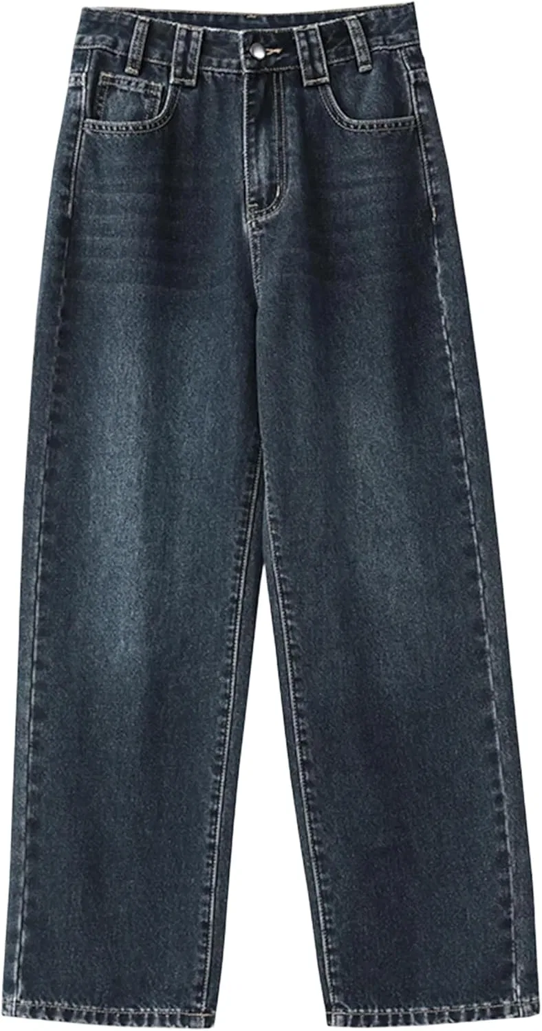 Джинсы прямые высокие Casual Retro, синий