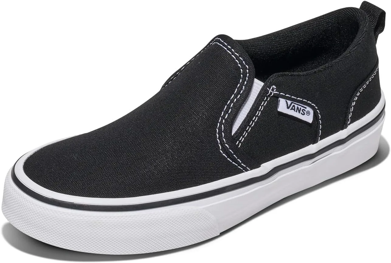Кеды Vans Asher без шнурков для детей и подростков, черно-белый