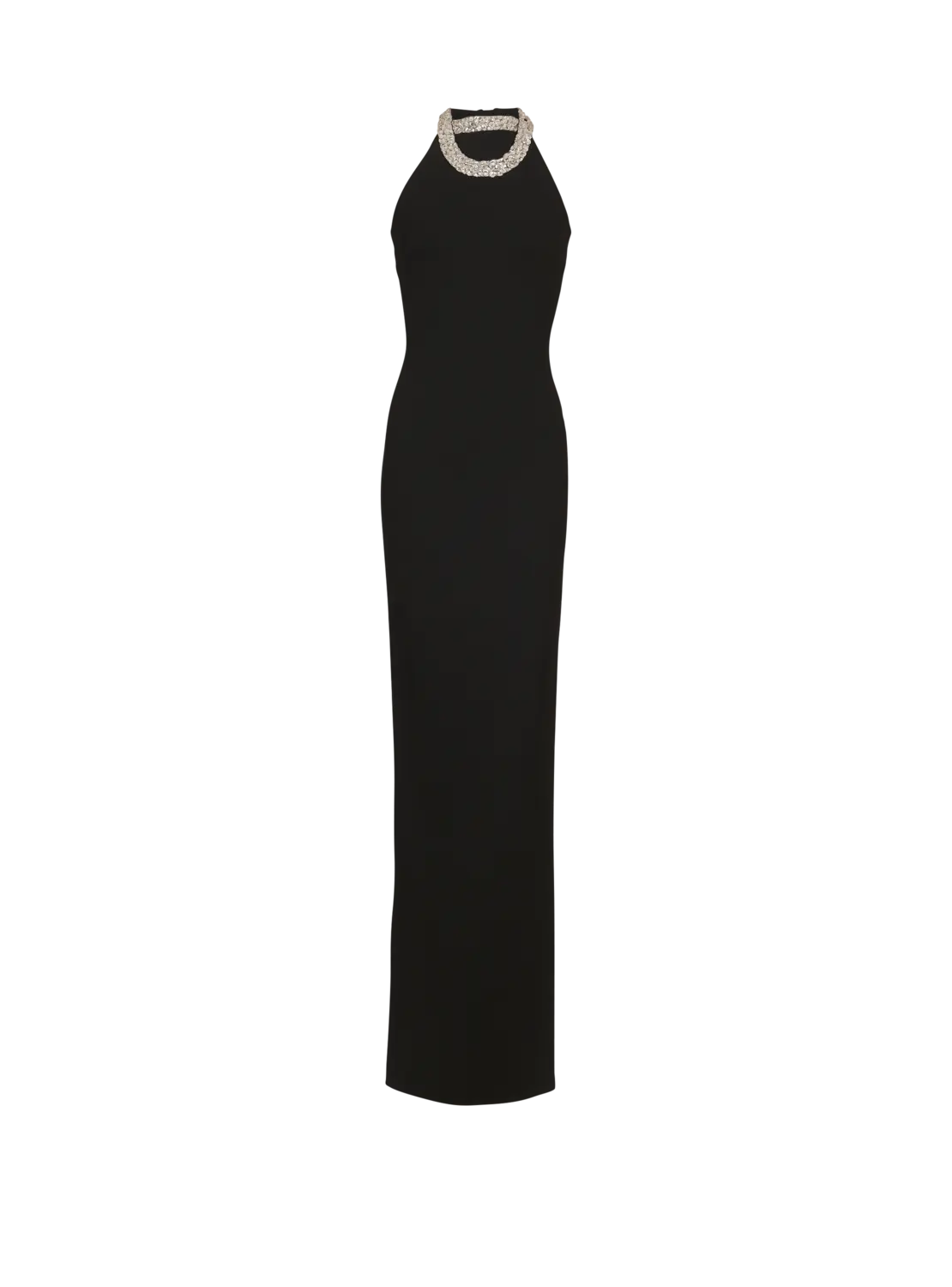 

Длинное платье с вышивкой, на шее, с двойным воротником Balmain, черный