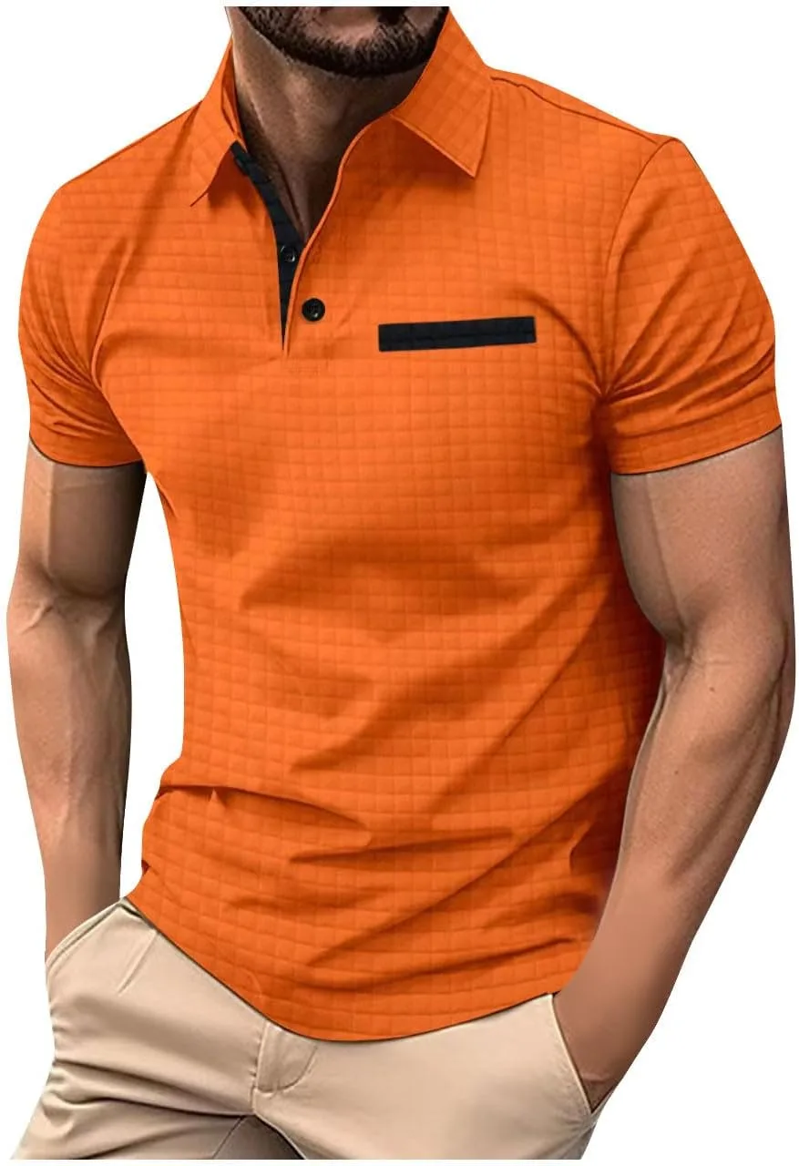 

Футболка-поло Waffle для мужчин, Slim Fit, короткий рукав QUNPIU