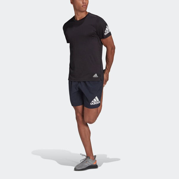 Футболка adidas Shoulder Logo Printing Solid Color Round Neck Short Sleeve Black, черный — фото 2