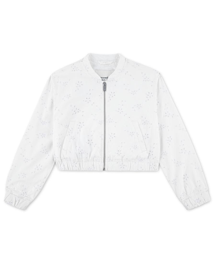 Детская куртка-бомбер с цветочным принтом abercrombie kids, Bright White — фото 4