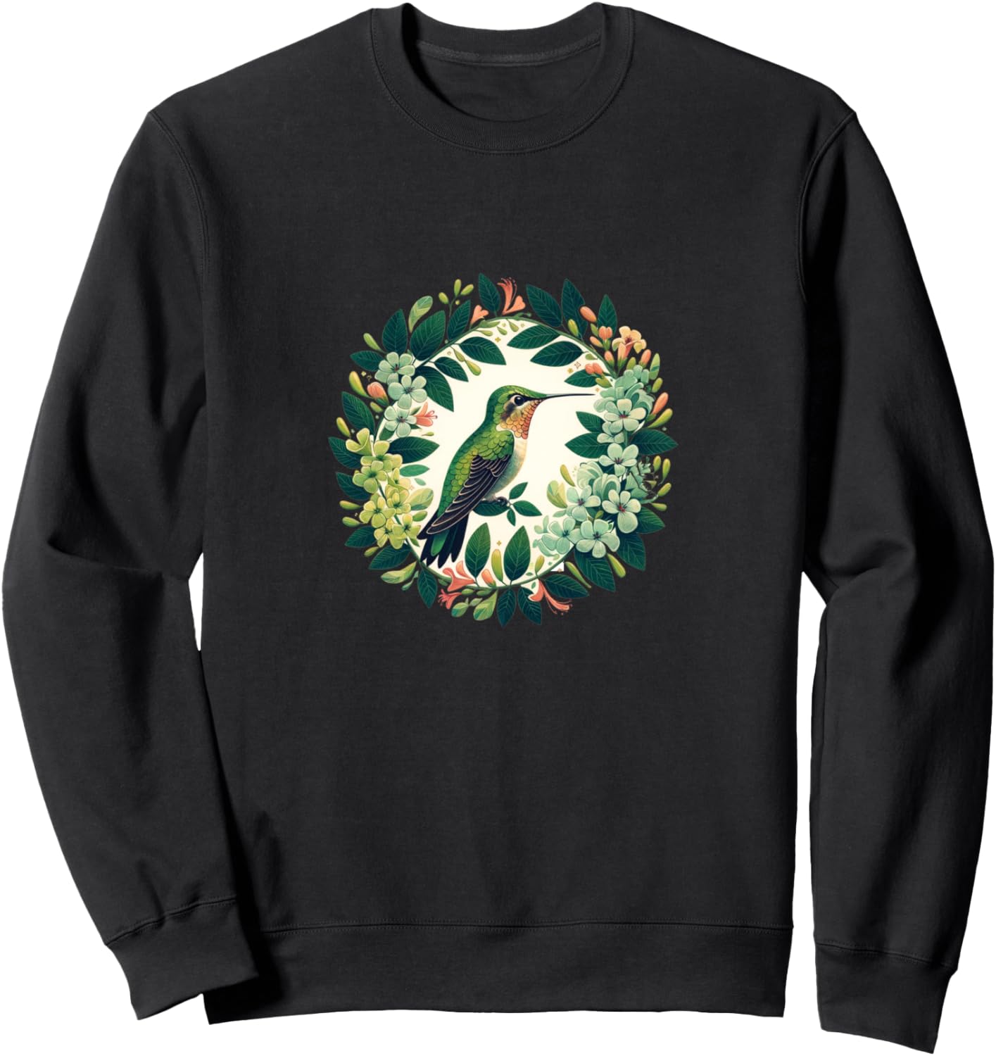

Изображение колибри на цветочном фоне. Толстовка Hummingbird Nature Snugg, черный
