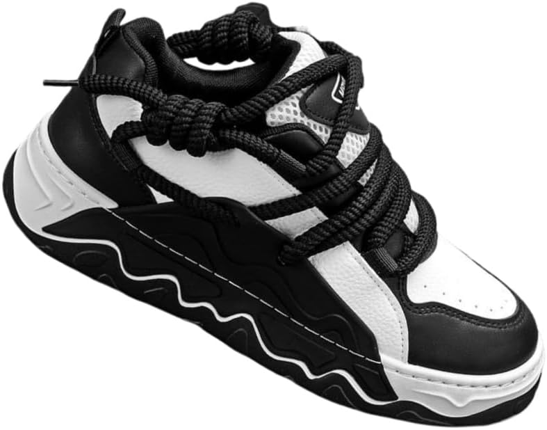 

Мужские стильные спортивные кроссовки на шнуровке с закругленным носком, приподнятой подошвой, удобными и противоскользящими свойствами, мягкой подошвой, подходят для повседневной носки на открытом воздухе, ходьбы и вождения Fmshi, черный