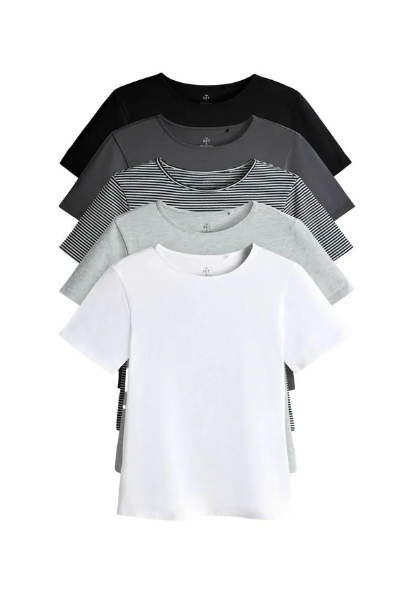 

Простая футболка The Set, White Black Charcoal Grey Marl Stripe, Белый, Простая футболка The Set, White Black Charcoal Grey Marl Stripe
