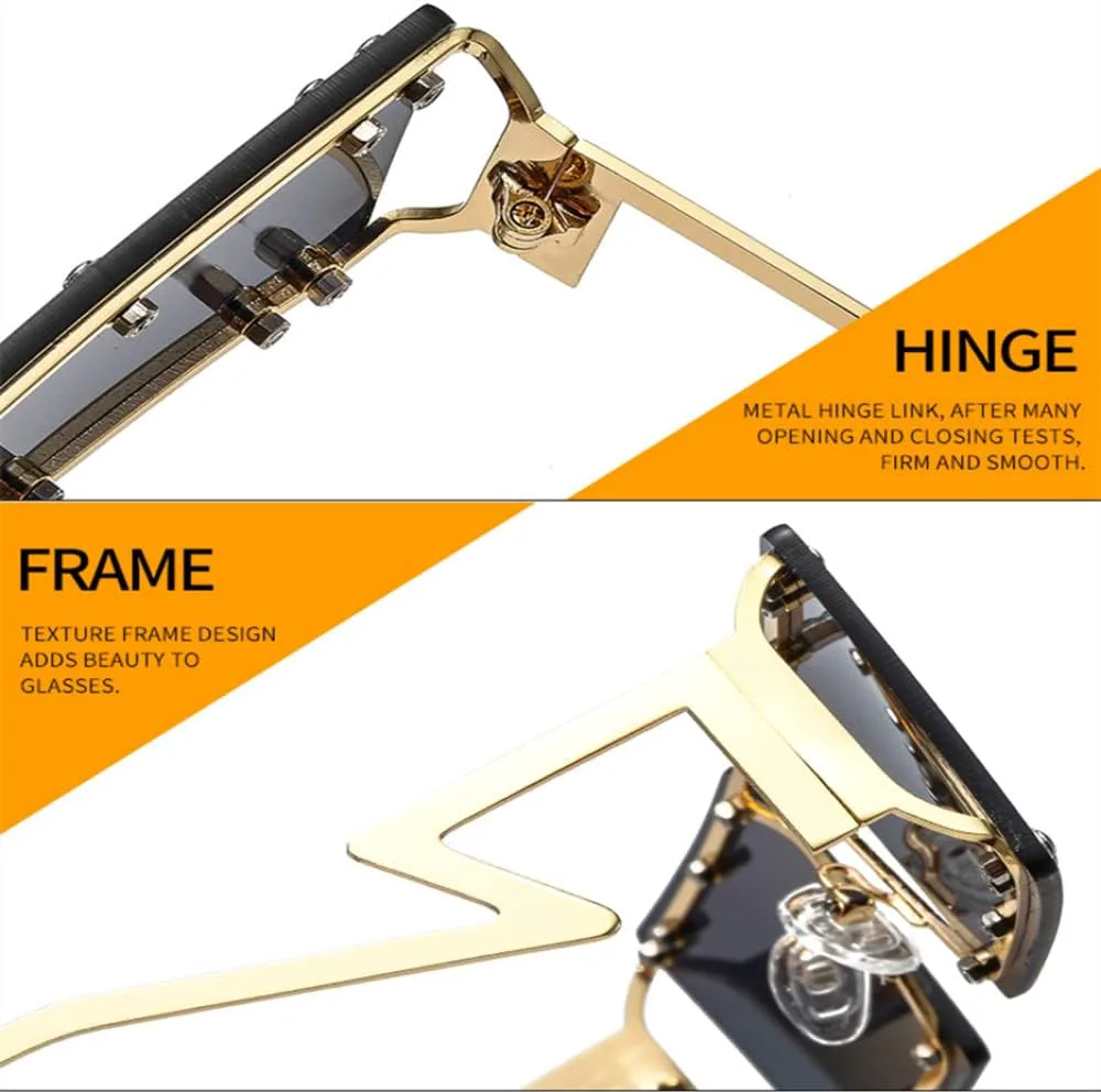 

Солнцезащитные очки прямоугольной формы для женщин и мужчин, с металлической оправой и заклепками, цветные линзы, защита от УФ-излучения UV400 LANGSER, C1