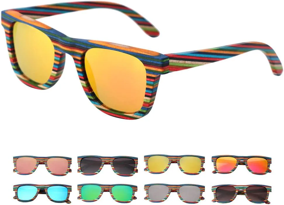 

Поляризованные солнцезащитные очки для мужчин и женщин, квадратная деревянная оправа, очки для вождения на открытом воздухе, спортивные очки KSVEREN, C6 Blue