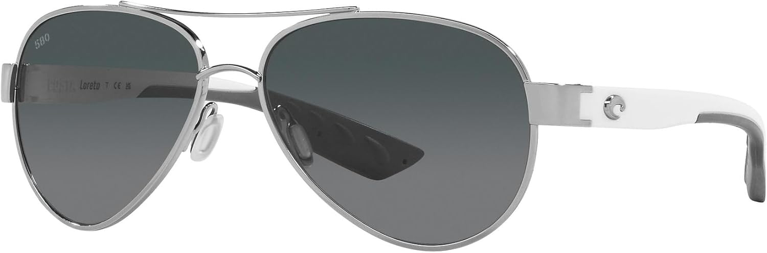 

Женские поляризованные солнцезащитные очки Costa Del Mar - дизайнерские солнцезащитные очки Loreto Aviator со 100% защитой от УФ-излучения - размер 56 - градиент палладий/серый 580G